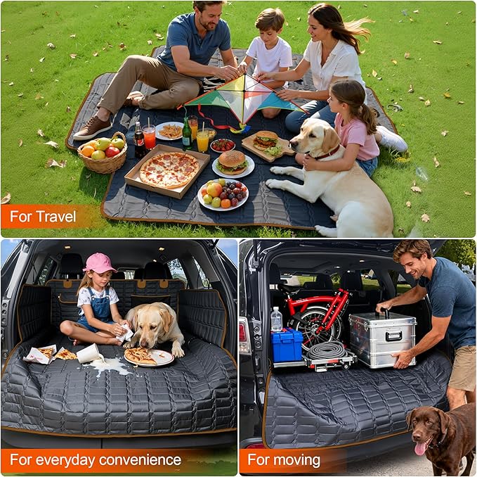 SUV Cargo Liner for Dogs, Waterproof Pet Cargo Cover Dog Seat Cover for SUVs Sedans Vans with Bumper Flap Protector, Scrachproof Non-Slip Large Size Dog Seat Mat Universal Fit (Brown)