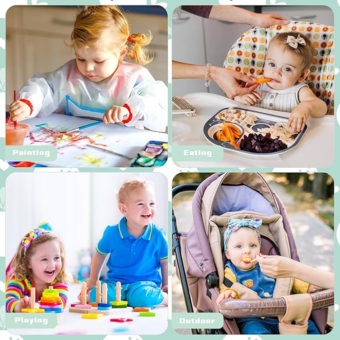 Drydiet 100 Pack 28"x47" Disposable Floor Splat Mats for Under High Chair with Animals Print, Waterproof Plastic Floor Mat Multipurpose Baby Led Weaning Supplies(Sea Animal)