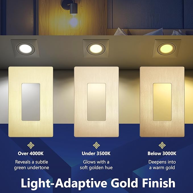 LIDER Brushed Finish Decorator Switch Cover, Screwless Wall Plate, Mid-Size 1-Gang 4.88" x 3.11", Unbreakable Polycarbonate Thermoplastic, UL Listed, LSWP-31M-BGD5P, Brushed Gold, 5 Pack