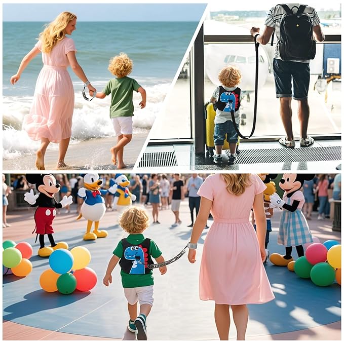 Toddler Leash-Baby Walking Safty Harness and Child Anti Lost Wrist Link for Girls/Boys Travel (Blue+Black)