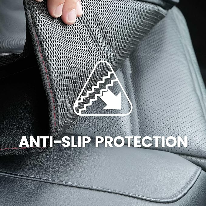 PIDO Car Seat Protector for Child Car Seat, 2 Pack Carseat Protectors with Thick Padding and Non-Slip Backing, Protective Cover Mat for Vehicle Leather Upholstery (Black/Red)