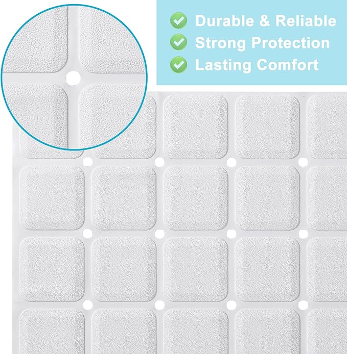 Webos Non-Slip Bath Mat for Tub & Shower:Silicone Foldable Bathtub Mat with Strong Suction Cups, Quick Drain Holes, Machine Washable Extra Large Bathroom Mats 35.8" x 17.7", White