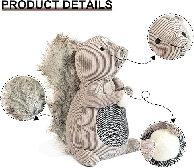 Marwood Cute Door Stopper Decorative Door Stops for Home and Office, Squirrel Weighted Interior Doorstop Fabric Stuffed Animal Door Stopper Floor Decorative