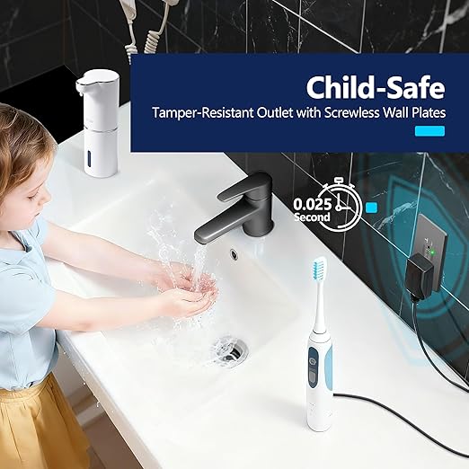 LIDER 20A GFCI Outlet, Tamper-Resistant Receptacle with Self-Test, LED Indicator, ETL Listed, Anti-Interference (No-False-Trip) Protection, Commercial, Screwless Wall Plate, Space Gray, 2 Pack