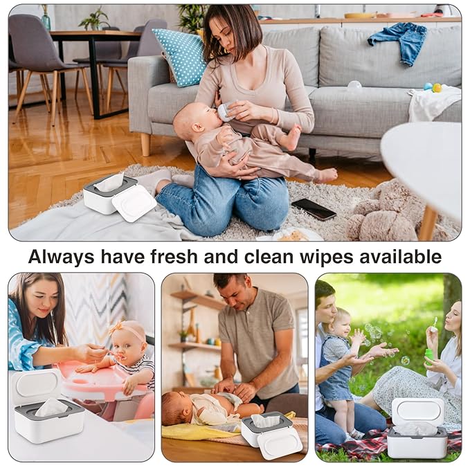 Baby Wipes Dispenser, Wipe Holder for Baby & Adult,Keeps Wet Tissue Fresh, Non-Slip Wipes Case,Easy Open & Close, Flushable Wipe Container with Sealing Design Lid