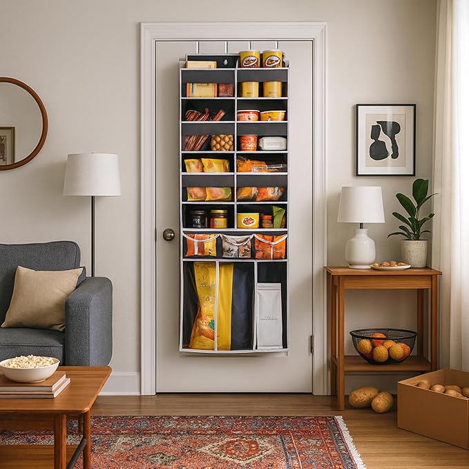 EZVERY Extra Large Over The Door Organizer with Clear Pockets - 8 Compartments & XL Bottom Storage, Heavy-Duty Hanging Organizer for Bathroom, Bedroom, Closet (57 Inch Height).