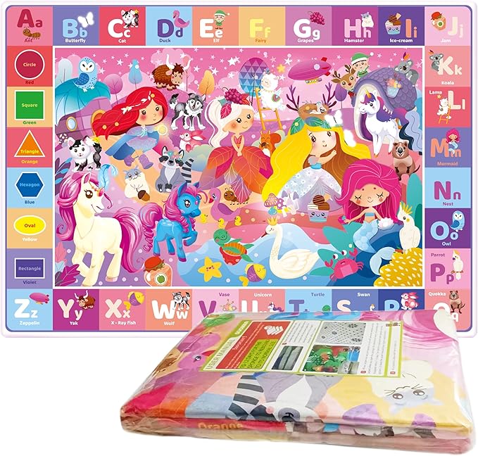 Quokka Baby Mat for Floor Play for Babies 6-12 Months – Super Soft Baby Floor Play Mat for Toddlers 1-3 – Princess Extra Thick Plush Rug for Nursery – Padded Foldable Activity Infant Playroom Carpet