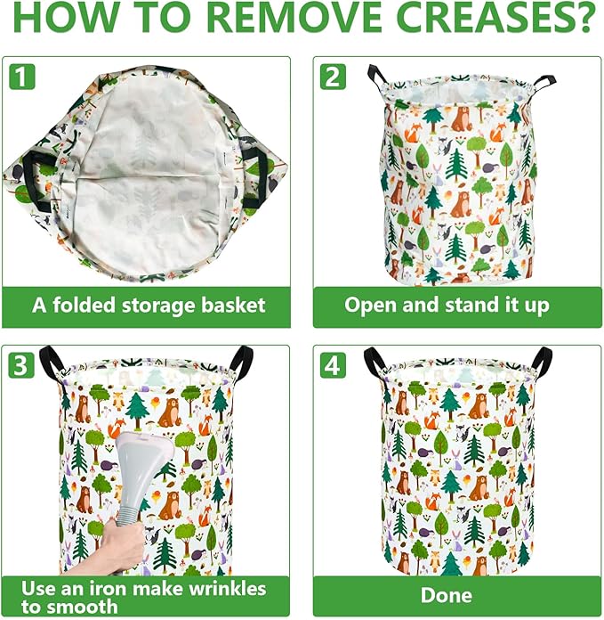 MAIZMZ Kids Animal Laundry Basket Nursery Hamper Storage Bins Gift Basket Clothes Organizer Toy Box Large Canvas Collapsible Chest for Home/Dorm/Kitchen/Pet/Office/Closet/Shelf/Room Decor