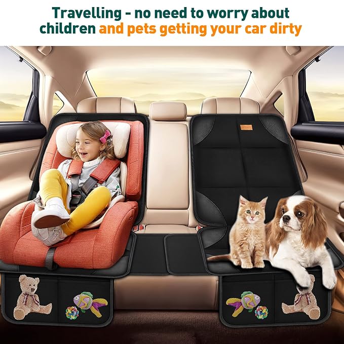 Bacgnyer Car Seat Protector, 1 Pack of Seat Protectors, Thickest Padded 600D Fabric Padding, Waterproof, Durable, Anti Slip Backing, Child Seat Protection, Suitable for Babies, Toddlers