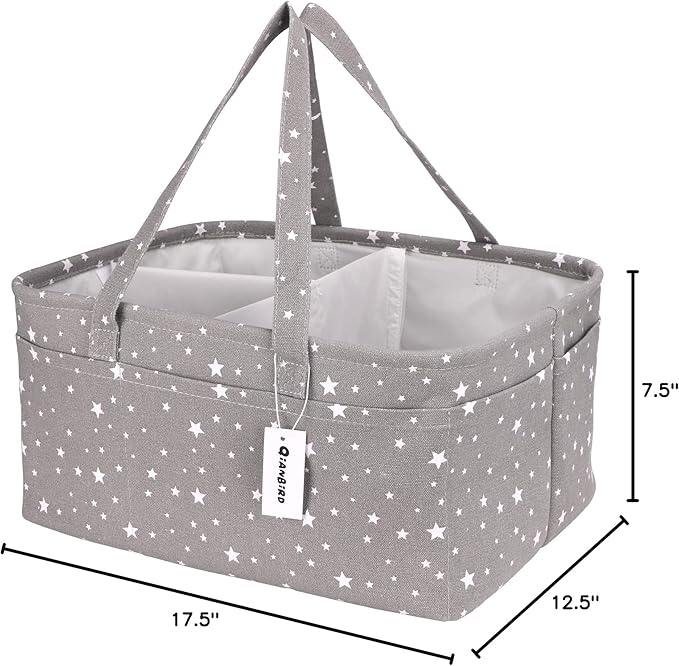 Baby Diaper Caddy Organizer- Extra Large Portable Diaper Basket with Removable Divider, Multi-Use Nursery Organizer for Diapers,Wipes,Baby Essential-Perfect Baby Basket bag Registry Must Have