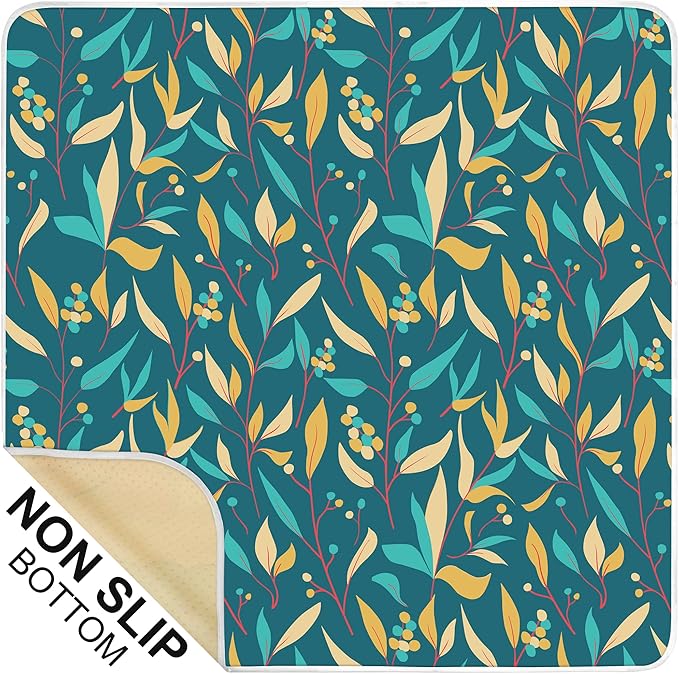 Welspo Splat Mat for Under High Chair, Washable Large Floor Mat, Anti-Slip Silicone Spot Waterproof Baby Splash Mat, Food Catcher Art Craft Leak Proof Mat (51'' X 51'') Green