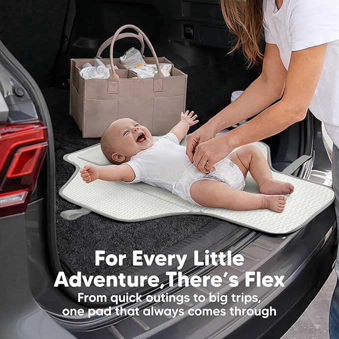 KeaBabies Portable Changing Pad for Baby, Travel – 26 x 21 Wipeable, Waterproof, Foldable Baby Diaper Changing Mat for Diaper Bag, Caddy, Car, Bed, Newborn, Compact Changer Mat Station (Acacia)
