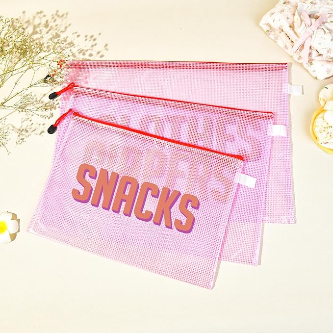 3pcs Hospital Bag Organizing Pouches for Labor and Delivery, Maternity Essentials Diaper Bag Organizer for Mom Travel (Pink, Large)