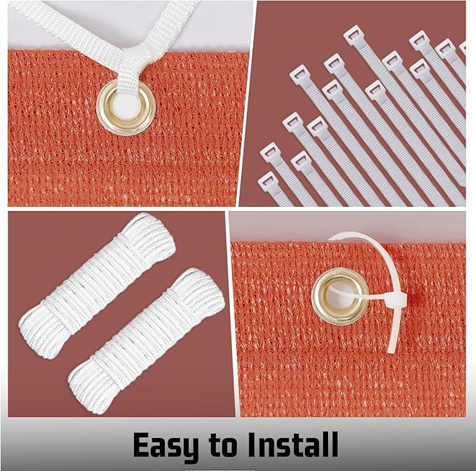 SUNNY GUARD Shade Cloth Custom Size 9x10 FT Sun Shade Screen Fabric Shade Cover Tarp with Grommets for Pergola Backyard Garden, Terra(We Customized)