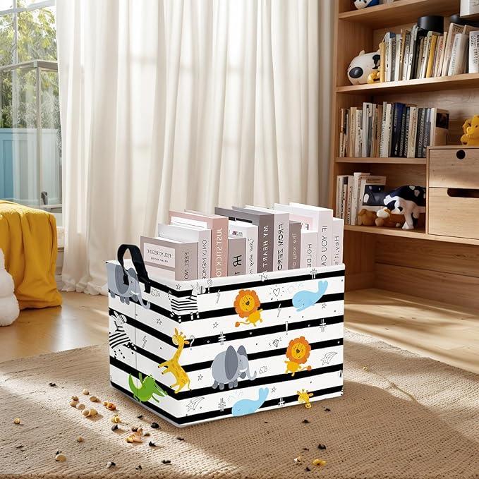 ASKETAM Kid Cute Nursery Storage Basket Baby Toy Clothes Storage Bin Playroom Bedroom Decor Basket(Animal Jungle)