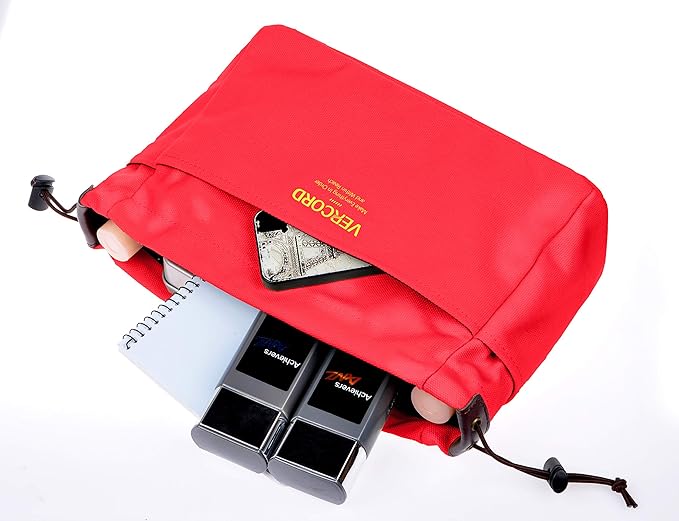 Vercord Canvas Handbag Organizers, Sturdy Purse Insert Organizer Bag in Bag, 10 Pockets Red Small