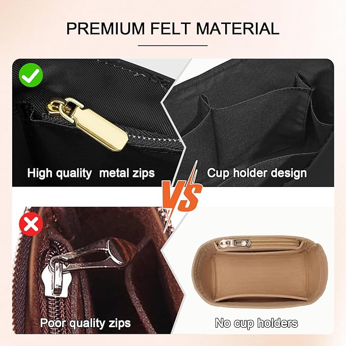 Dupont Paper Purse Organizer Inserts for brooklyn 28 Insert Keeps Tote Handbag(Black)