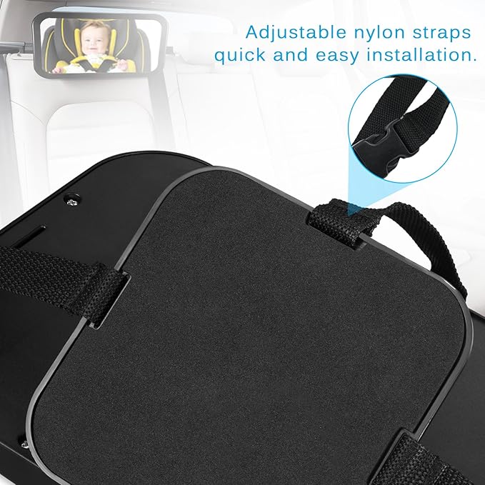 Baby Car Mirror, DARVIQS Car Seat Mirror, Safely Monitor Infant Child in Rear Facing Cars Seat, Wide View Shatterproof Adjustable Acrylic 360°for Backseat, Crash Tested and Certified for Safety