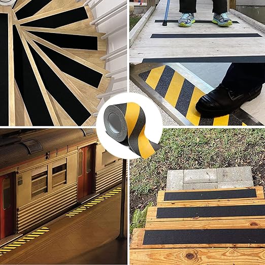 Danlaila Anti Slip Grip Tape Heavy Duty for Stairs 4inch × 60Ft Outdoor/Indoor Waterproof Safety Non Skid Roll for Stair Steps Ramp Traction Tread Staircases Grips Adhesive Non Slip Strips Walk- Black