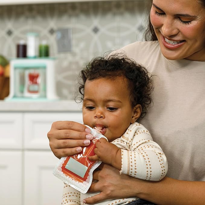 Infantino Squeeze Station for Homemade Baby Food,Pouch Filling Station for Puree Food-for Babies and Toddlers,Dishwasher Safe and BPA-Free,(Pack of 6)
