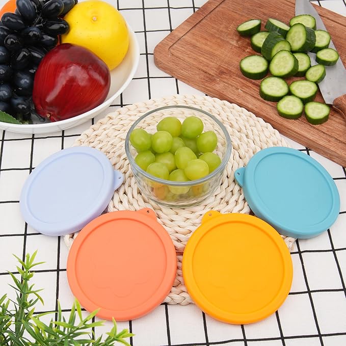 LUVCOSY 1 Cup Silicone Replacement Lids Storage Cover for Anchor Hocking Glass Bowls (Container not Included) 4 Pack Microwave, Dishwasher and Freezer Safe