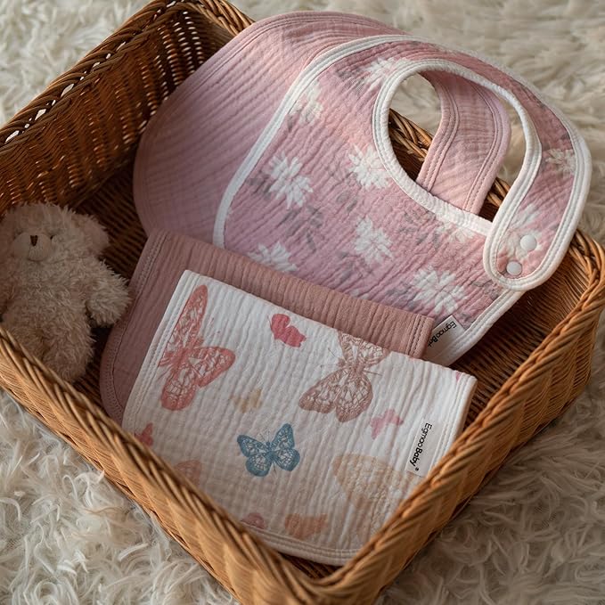 Muslin Bibs for Baby Boys Girls,Organic Muslin Baby Bib for Drooling and Teething,Soft Bandana Drool Bibs 5 Pack