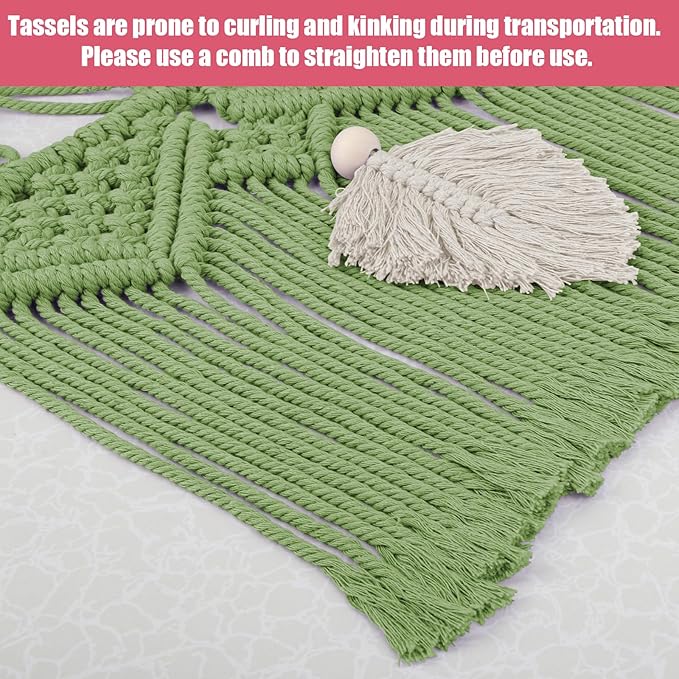 Stuffed Animal Hammock Corner, 56'' Large Boho Leaf Macrame Wall Mount Toy Hammock, Hanging Net Organizer for Teddy Plush, Avocado Green Nursery Toy Net w/Star Lights for Kid Girls Boys Gift