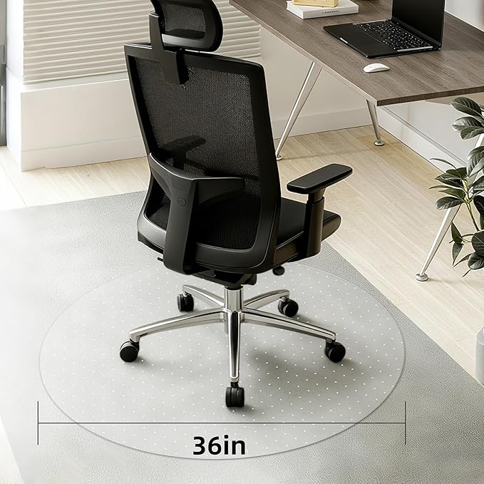 Office Chair Mat for Carpet - 36x36 Inch Plastic Computer Desk Floor Protectors for Chairs Clear Under Desk Rug Pad for Rolling Gaming Chair