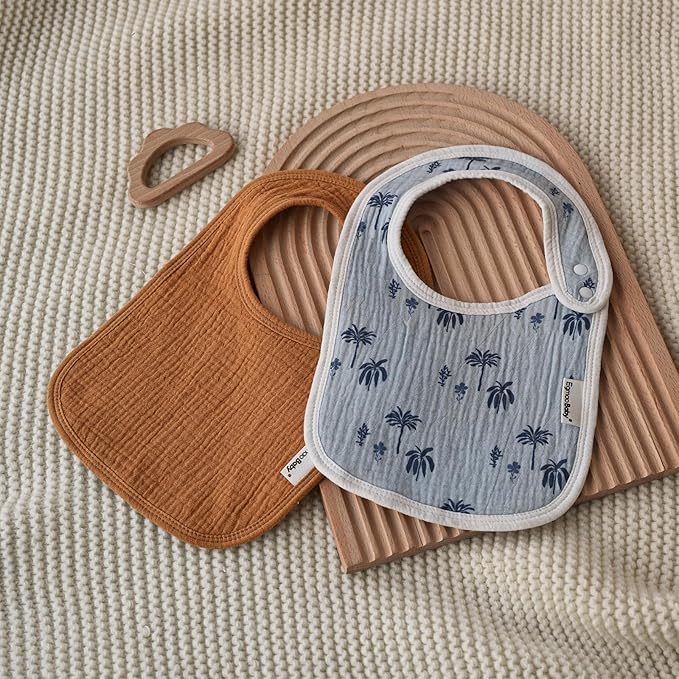Muslin Bibs for Baby Boys Girls,Organic Muslin Baby Bib for Drooling and Teething,Soft Bandana Drool Bibs 5 Pack