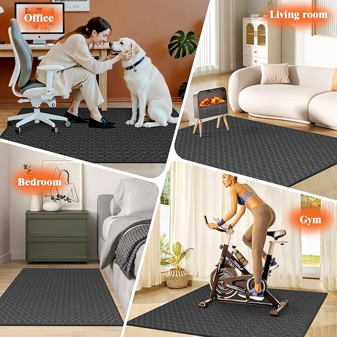 KMAT Office Chair Mat, 47x47in Heavy Duty Hardwood/Tile Floor Protector, Floor Mat Computer Desk Mat for Rolling Chairs, Work, Study, Office, Black