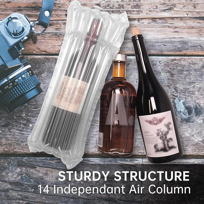 Hijelyn 36 Pack Inflatable Wine Shipping Packaging Wine Shipper Thick Material Bottle Packaging for Air Travel, Liquor Shipping Protector Bags with Air Pump for Safe Transportation with Luggage, 65um
