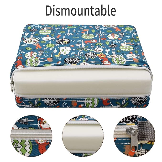 Booster Seat for Kitchen Chair - Washable Toddler Booster for Dining Table, Portable Travel Increasing Cushion for Kid (Forest Green)