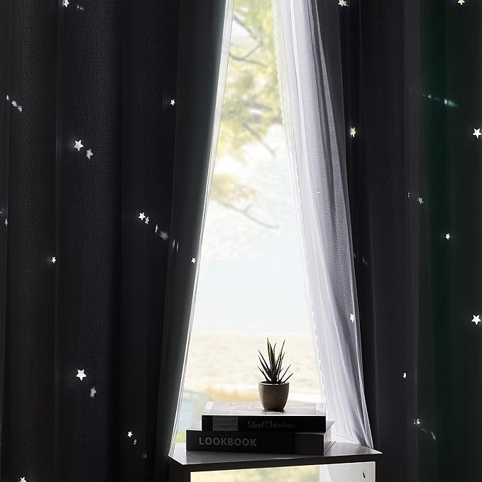 XiDi Blackout Curtains for Bedroom & Kids Room - Rainbow, Unicorn Wall Decals - Green, Grey - 34x84 Inch - 1 Panel