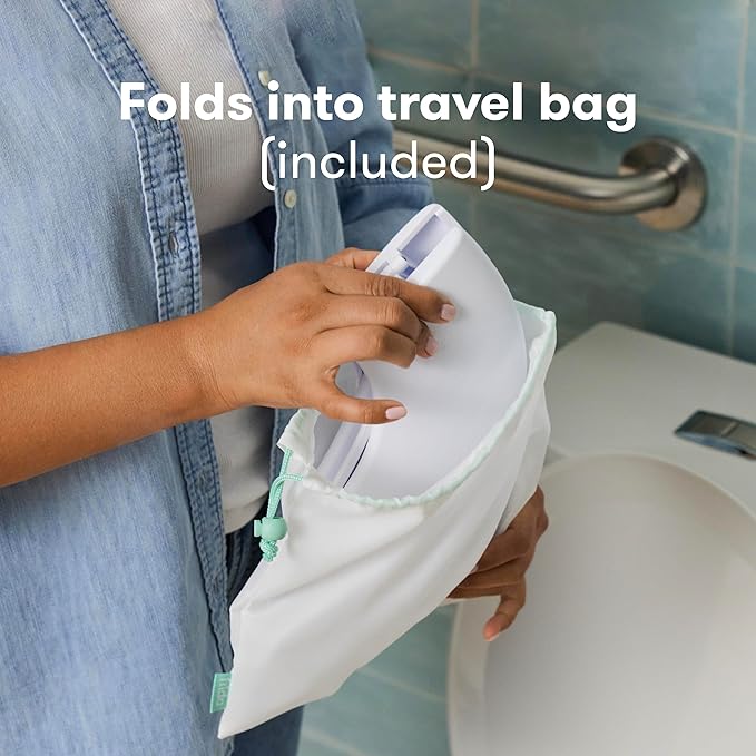Frida Baby Fold-and-Go Portable Potty Seat for Toilet,Foldable Travel Potty Seat for Toddler,Fits Round & Oval Toilets,Non-Slip Base,Handles,Includes Free Travel Bag,(Pack of 12)