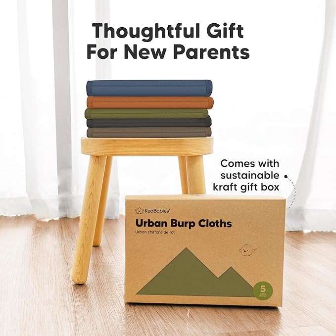 Organic Burp Cloths Baby Boy & Girl - 5-Pack Super Absorbent Cotton Burping Cloths for Babies, Soft & Plush Newborn Spit Up Rags, Infant Towels for Milk Spit Up, Unisex, Large 21" x 10" (Basic)