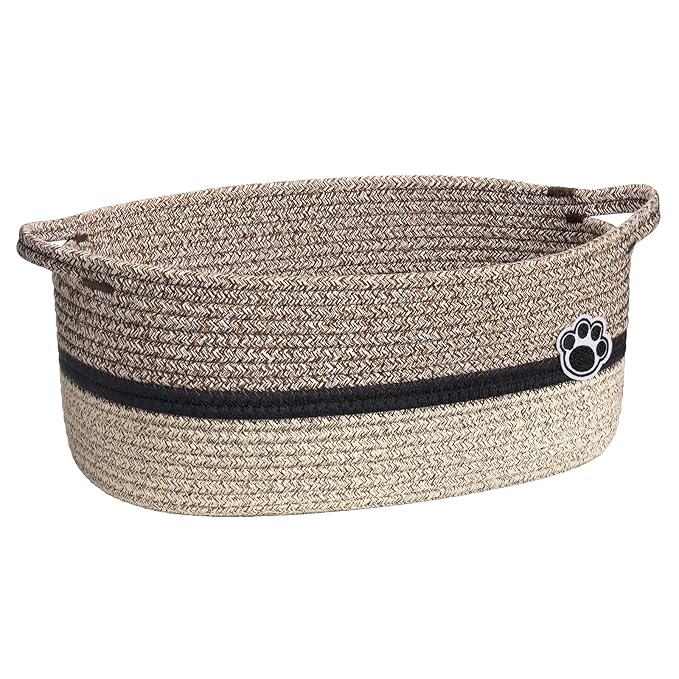 Dog Toy Basket, Baby Boy Shower Gifts Basket for Nursery Bedroom, Dog Storage Bins with Handles, Woven Rope Baskets for Pet Cat Organizer, 13.6"x 10" x 6"
