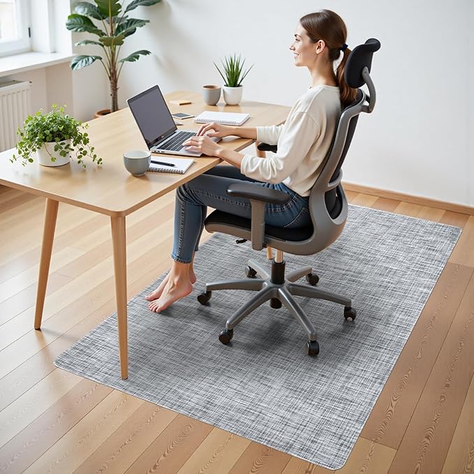 Wansimoo Office Chair Mat for Hardwood and Tile Floor, 36"x48" Floor Mat, Heavy Duty Computer Gaming Chair Mat, Anti-Slip, Non- Curve, Desk Chair Mat,Floor Protector for Home Office(Grey)