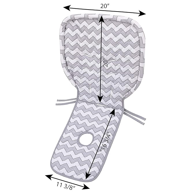 Soft Gray and White Chevron High Chair Pad | Easy to Install Replacement Cushion Fits Most 3-5 Point Harness High Chairs