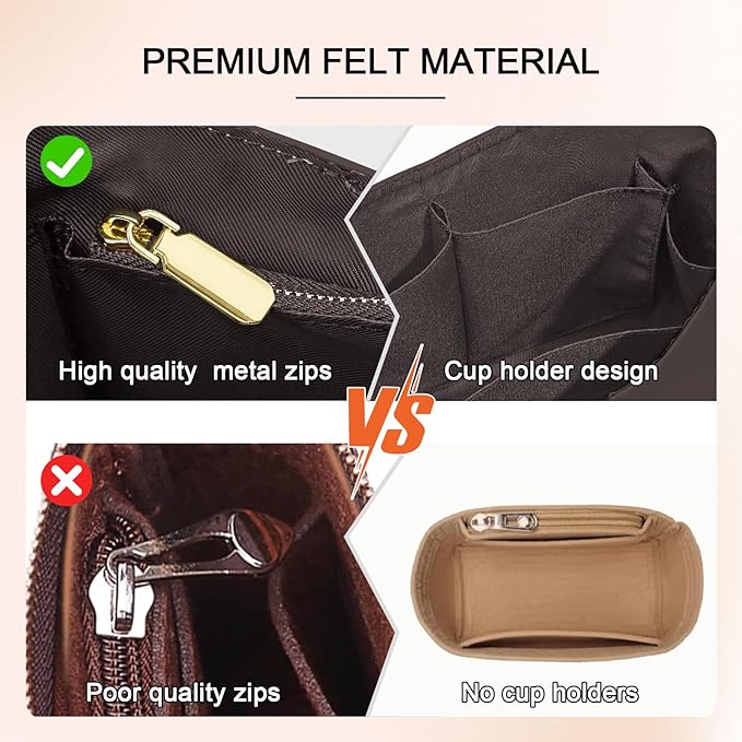Dupont Paper Purse Organizer Inserts for brooklyn 28 Insert Keeps Tote Handbag(Brown)
