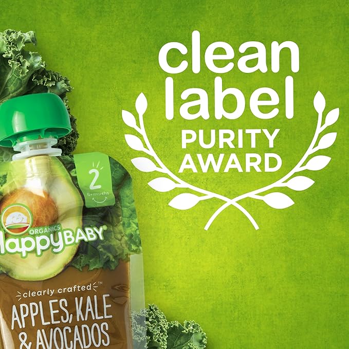 Happy Baby Organics Clearly Crafted Stage 1 Baby Food, Mangoes, 3.5 Ouncee Pouch (Pack of 16)