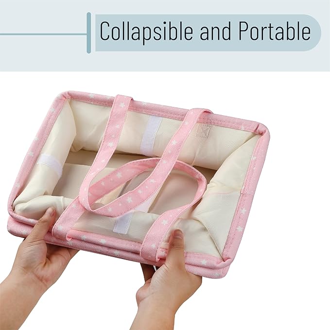 Mr. Pen- Baby Diaper Caddy Organizer, Pink with Star Pattern, Portable Car Caddy for Changing Table and Nursery