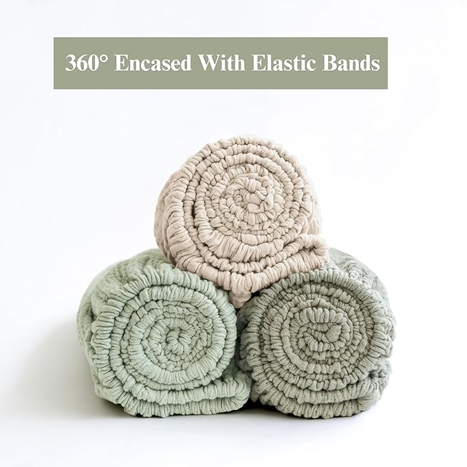 3 Pack Muslin Changing Pad Covers for Girl Boy, 100% Soft Cotton Changing Table Cover, Breathable Baby Nursery Diaper Chang Pad Sheets (Pistachio)
