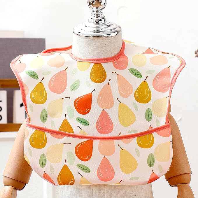 CoolaPeach 3-Pack Waterproof Baby Bibs for Eating - Lightweight Feeding Bibs, Mess Proof, Baby Essential Must Have for Eating