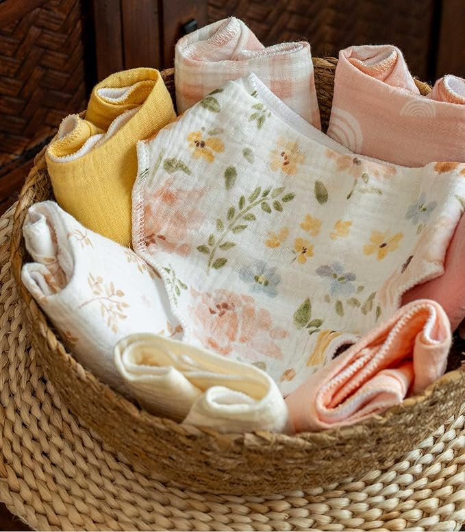 CIVARUA KIDS Muslin Baby Bibs 8 Pack, Baby Bandana Drool Bib for Drooling and Teething, Cotton Soft Absorbent for Girls Boys