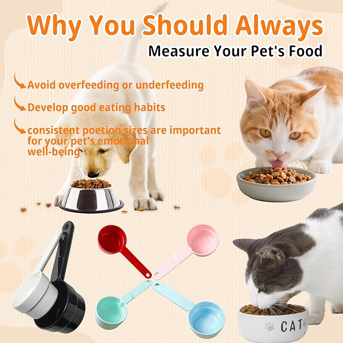 Joyinjojo Dog Food Scoop 1 Cup 1/2 Cup - Melamine Dog Food Measuring Cup, Pet Food Scoop for Dog Cat...Comfortable Long Handle for Easy to Scoop Food, White 1 Cup