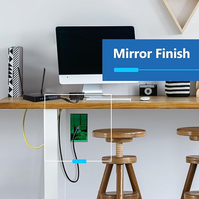 LIDER 0.406" Diameter Hole Wall Plate, Temperature/Impact Resistant, Mirrored, Plexiglass Multimedia Wire Cover, Acrylic glass, Reflective Finish, Modern, Oversized 1-Gang 5.25" x 3.44", Green, 5 Pack