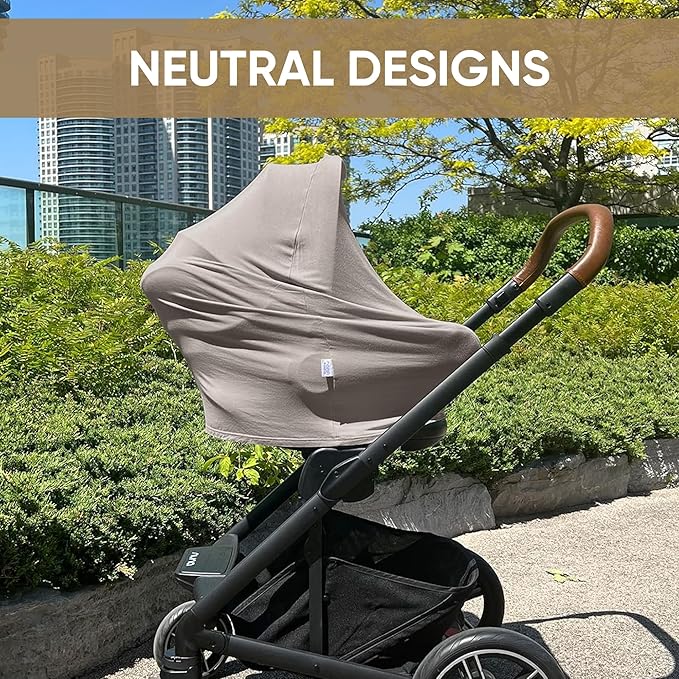 MOZAH Baby Multi-Use Cover: 9-in-1 Car Seat Covers Canopy Cover, Breathable Breastfeeding Cover, Stroller Cover & More, Boys & Girls Shower Gifts (Warm Taupe)