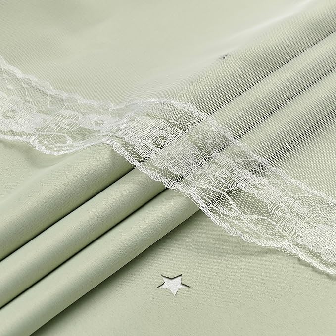 XiDi Star Blackout Sage Green Curtains 63 inch Length 2 Panels Set Chic Thermal Insulated Grommet Room Darkening Window Drapes for Nursery Kids Girls Bedroom Living Room W52 x L63 Light Green
