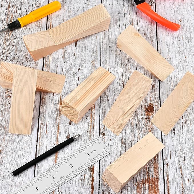 20 Pack Wooden Wedges for Chair Caning Supplies, Non Slip Wood Door Stopper, Triangle Wood Block for Chair Caning Door Stop, Large