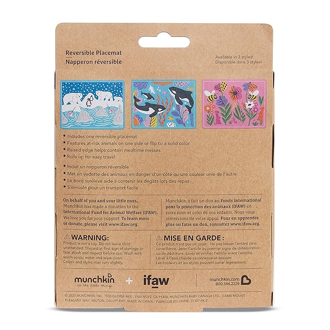 Munchkin® WildLove Reversible Silicone Placemat for Kids, 1pk, Orca
